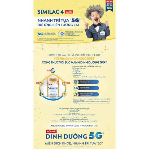  Sữa bột Similac 4 900g đột phá dinh dưỡng 5G cho trẻ từ 2-6 tuổi miễn dịch khỏe nhanh trí tựa 