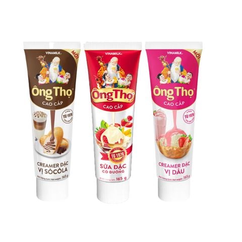 Combo 3 Tuýp Sữa Ông Thọ Vị Socola - Có Đường - Vị Dâu - Tuýp 165g