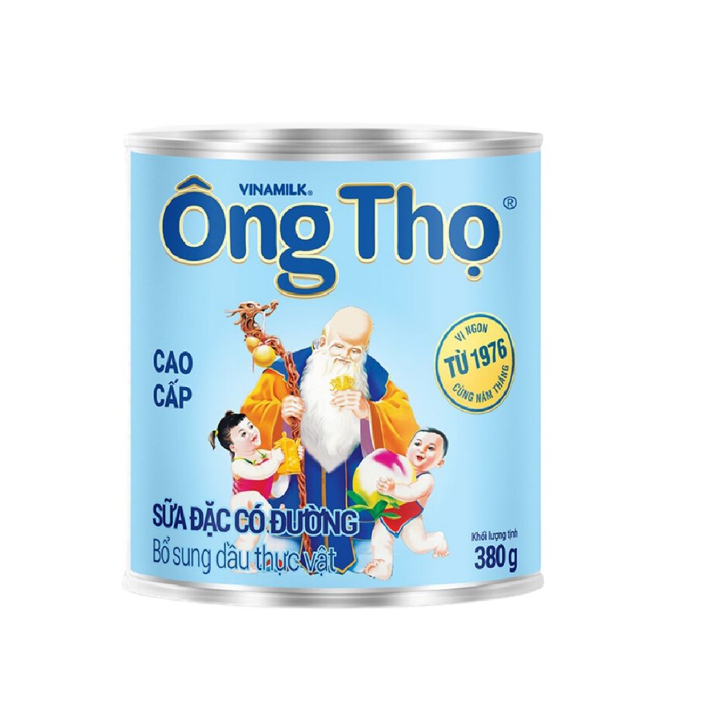 Sữa đặc có đường Ông Thọ Trắng nhãn xanh lon 380g