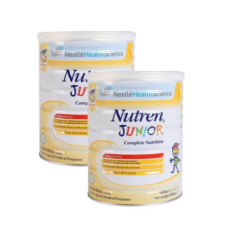 Combo 2  Sữa bột Nutren Junior Thụy Sĩ hỗ trợ tăng cân tiêu hóa tốt cho trẻ từ 1 đến 10 tuổi 800g