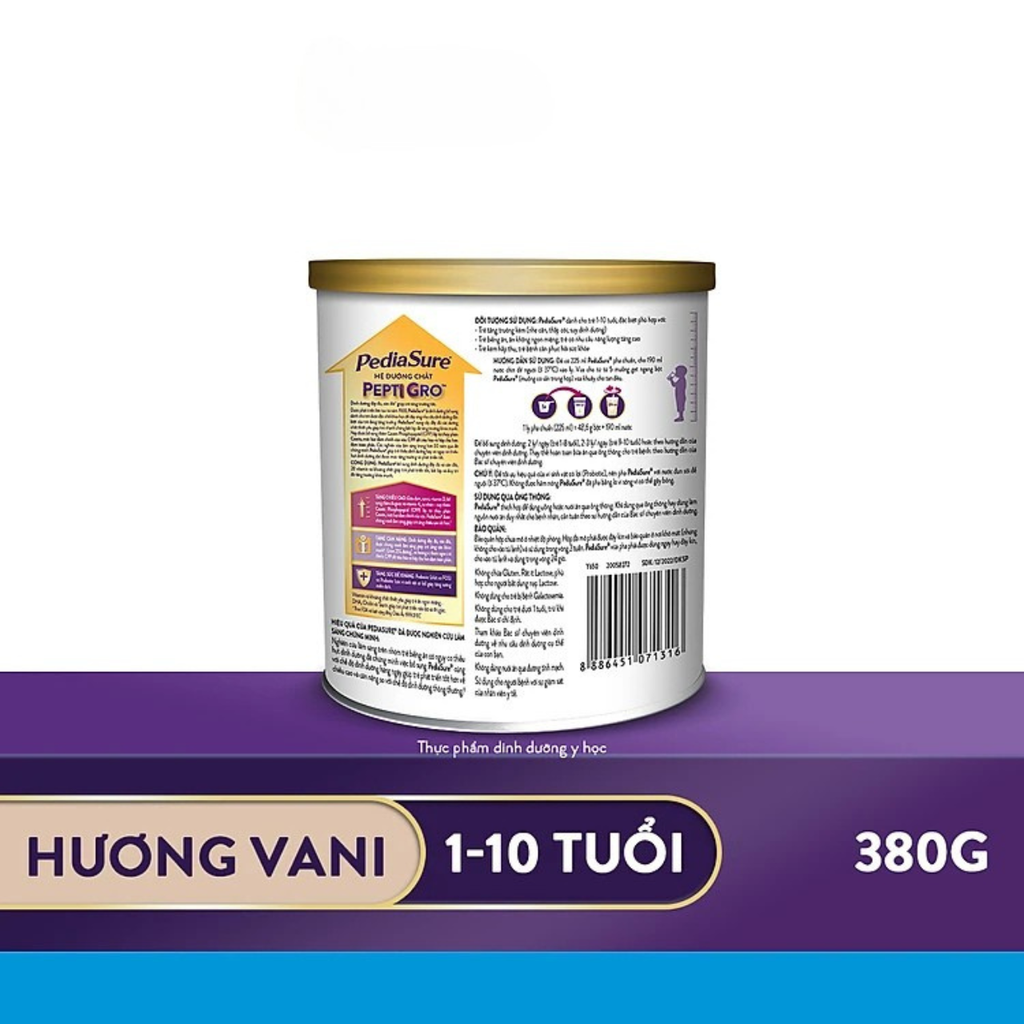 Sữa Pediasure 380g vani ít ngọt cho trẻ biếng ăn từ 1 đến 10 tuổi