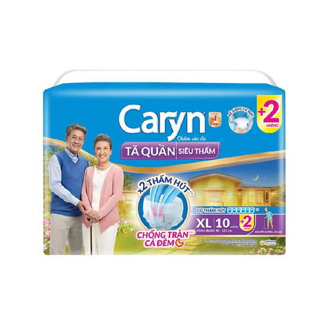 Tã Bỉm Quần Người Lớn Caryn Mỏng Nhẹ Chống Tràn Size XL-10 Miếng Dành Cho Người Già Có Thể Tự Đi Lại Được