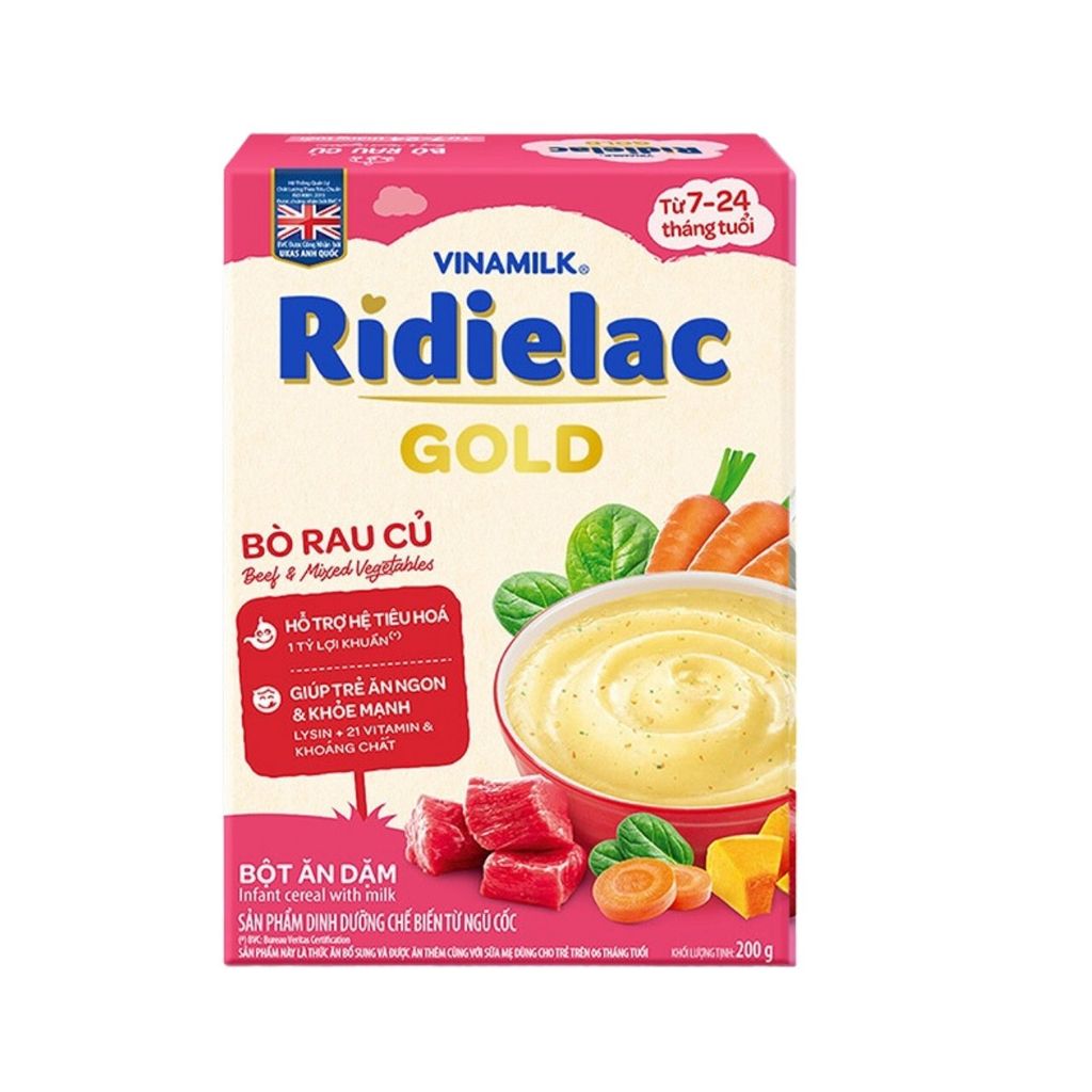 Bột Ăn Dặm RiDielac Gold Bò Rau Củ - Hộp Giấy 200g