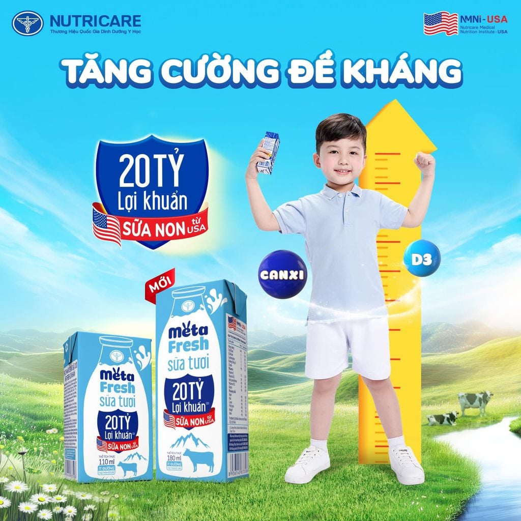 Lốc 4 hộp sữa tươi Meta Fresh Lợi Khuẩn 110ml
