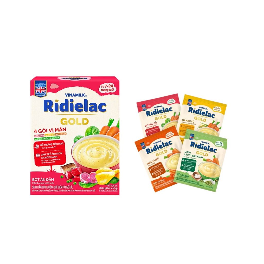 Bột Ăn Dặm RiDielac Gold 4 Vị Mặn - Hộp Giấy 200g