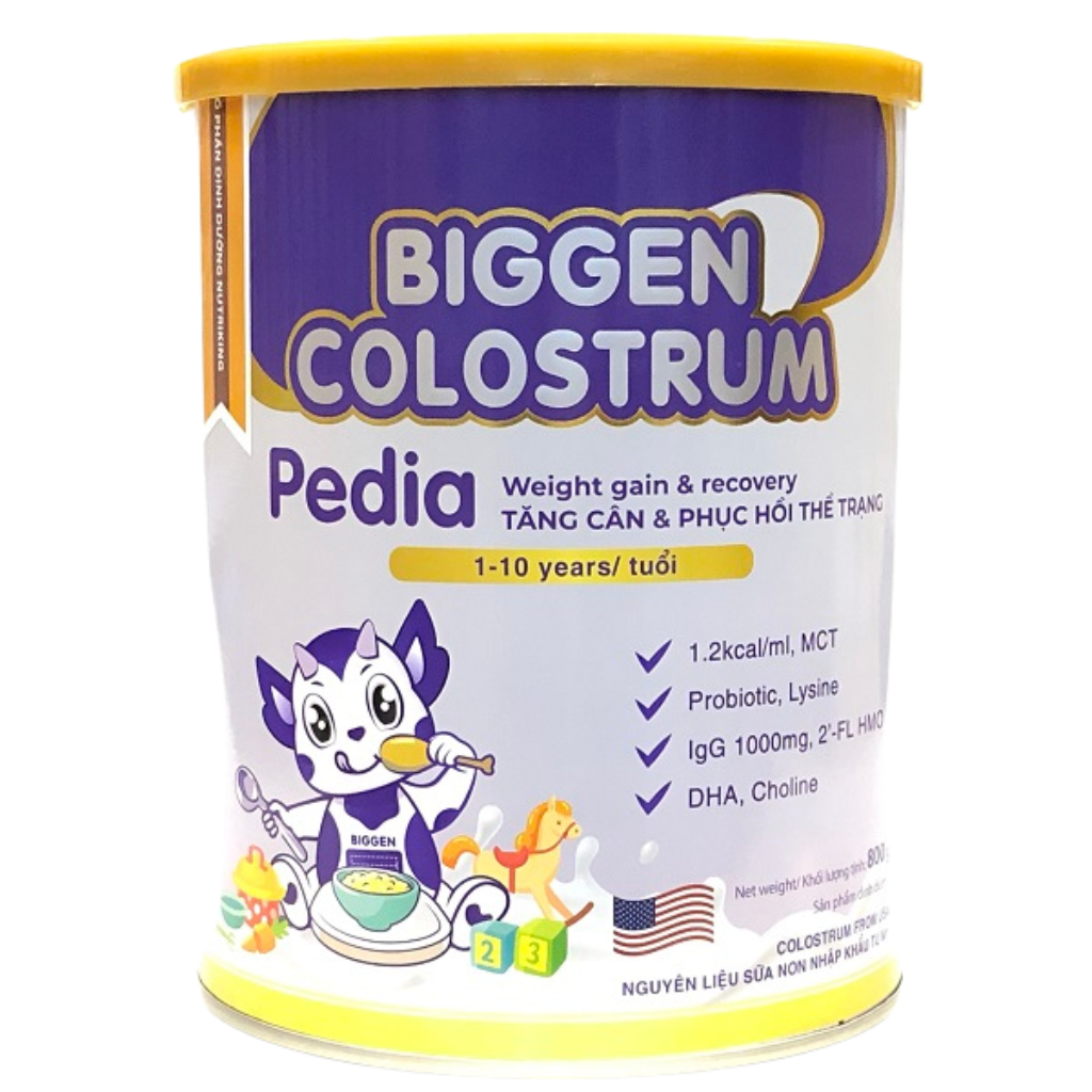 Sữa Bột dinh dưỡng Biggen Colostrum PEDIA  800g cho bé từ 1-10 tuổi : hỗ trợ tăng cân và phục hồi thể trạng