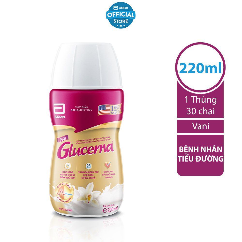  Sữa dinh dưỡng cho người đái tháo đường hương Vani Abbott Glucerna (Lốc 6 chai x 220ml) 