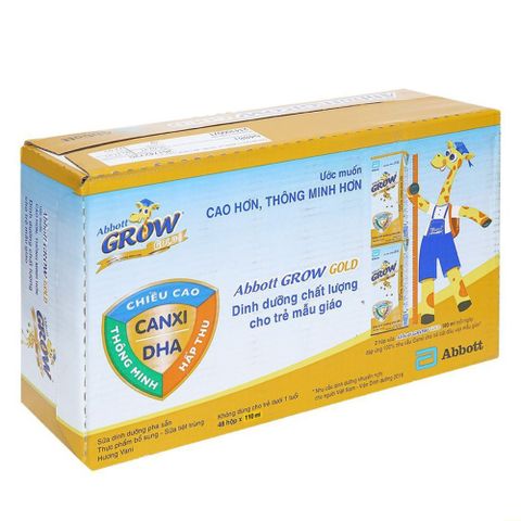 Thùng 48 hộp sữa công thức pha sẵn Abbott Grow Gold hương vani 110ml
