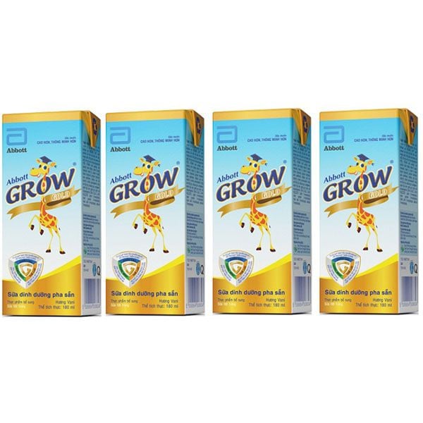 Lốc 4 hộp Sữa nước Abbott Grow Gold hương vani 180ML  (Từ 1 tuổi)