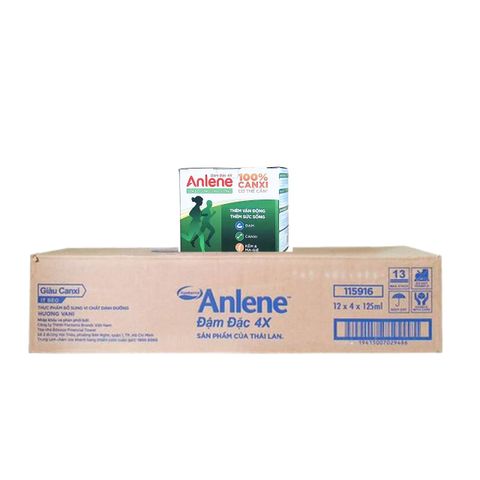Thùng 48 hộp sữa nước Anlene đậm đặc 4X hương Vani  125ml