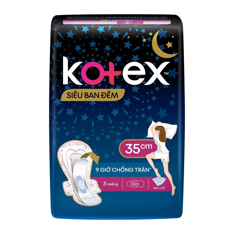 Băng vệ sinh Kotex Siêu Ban Đêm 35cm 3 miếng/gói