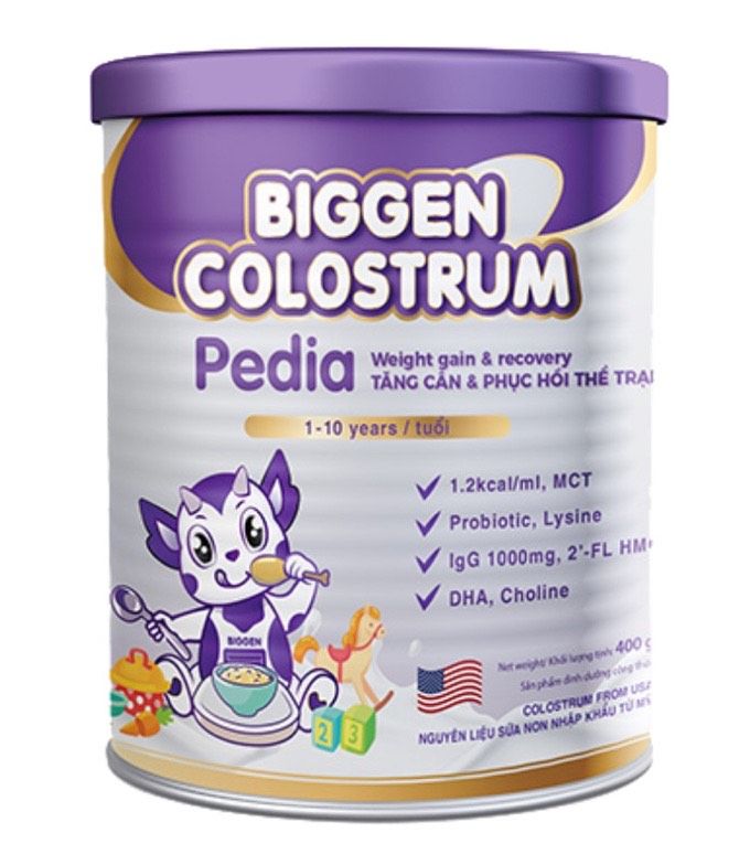 Sữa Bột dinh dưỡng Biggen Colostrum PEDIA  400g cho bé từ 1-10 tuổi : hỗ trợ tăng cân và phục hồi thể trạng