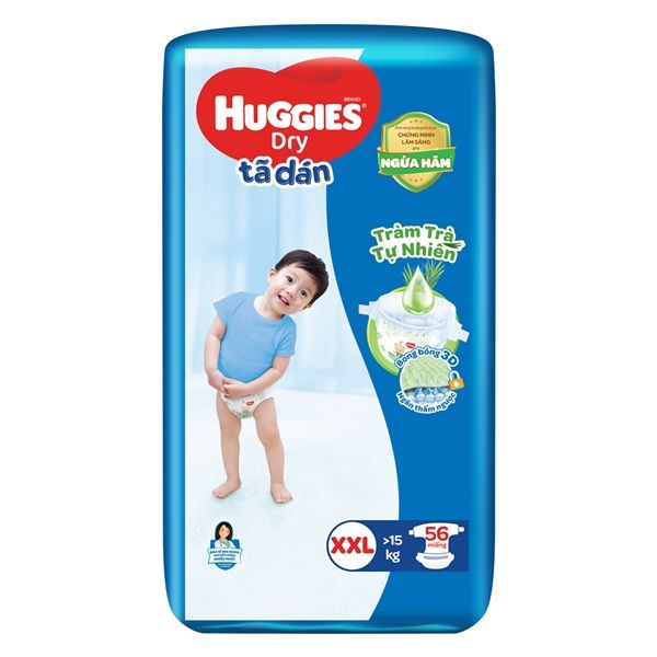 Bỉm - Tã dán Huggies size XXL - 56 miếng (Trên 15kg)