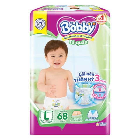 Bỉm tã quần Bobby size L 68 miếng (9-13kg) (giao bao bì ngẫu nhiên)