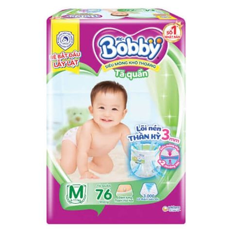 Bỉm tã quần Bobby size M 76 miếng (6-10kg) (giao bao bì ngẫu nhiên)