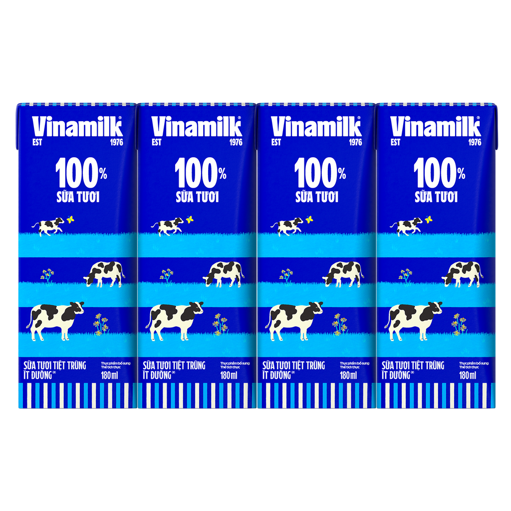 Thùng 48 Hộp Sữa Tươi Tiệt Trùng Vinamilk 100% ÍT Đường 180ml