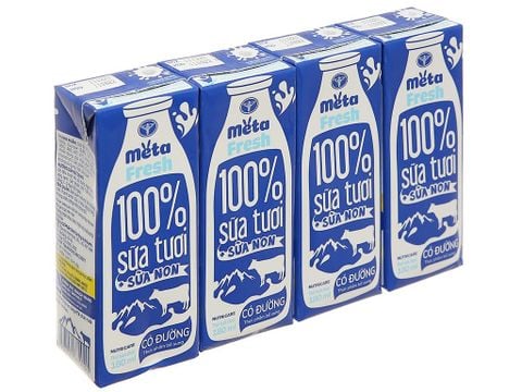 Thùng 48 hộp sữa tươi bổ sung sữa non Meta Fresh Có Đường 180ml