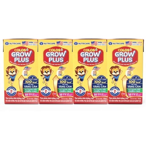 Lốc 4 hộp sữa pha sẵn 110ml COLOS24h GROW PLUS   - Cho trẻ từ 1 tuổi trở lên.
