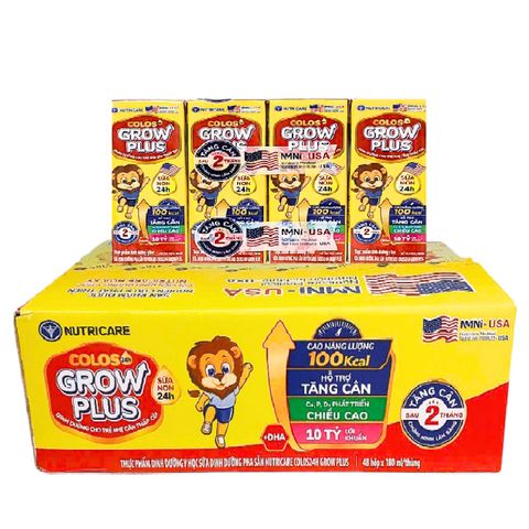Thùng 48 hộp sữa pha sẵn 180ml COLOS24h GROW PLUS - Cho trẻ từ 1 tuổi trở lên.