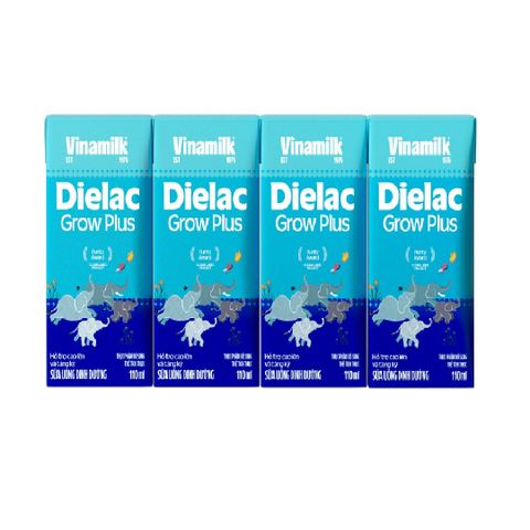 Lốc 4 hộp Sữa Non Vinamilk Dielac Grow Plus (Sữa Uống Dinh Dưỡng) 110ml