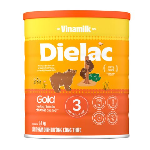 Sữa bột Vinamilk Dielac Alpha Gold 3 - Hộp thiếc 1400g (cho trẻ từ 1 - 2 tuổi) - Sữa công thức hỗ trợ phát triển trí não của trẻ, tăng cân, chiều cao