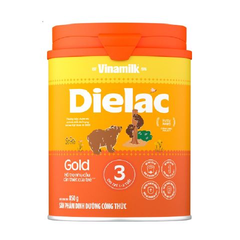 Sữa bột Vinamilk Dielac Alpha Gold 3 - Hộp thiếc 850g (cho trẻ từ 1 - 2 tuổi) - Sữa công thức hỗ trợ phát triển trí não của bé, tăng cân, chiều cao