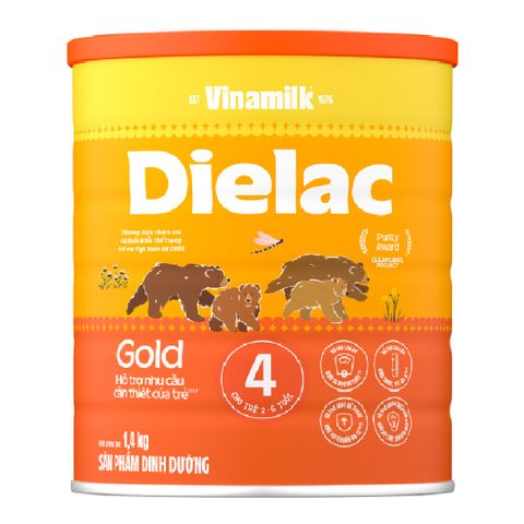 Sữa Bột Vinamilk Dielac Alpha Gold 4 hộp 1400g (Cho Trẻ Từ 2- 6 tuổi) - Sữa công thức hỗ trợ phát triển trí não của trẻ, tăng cân, chiều cao