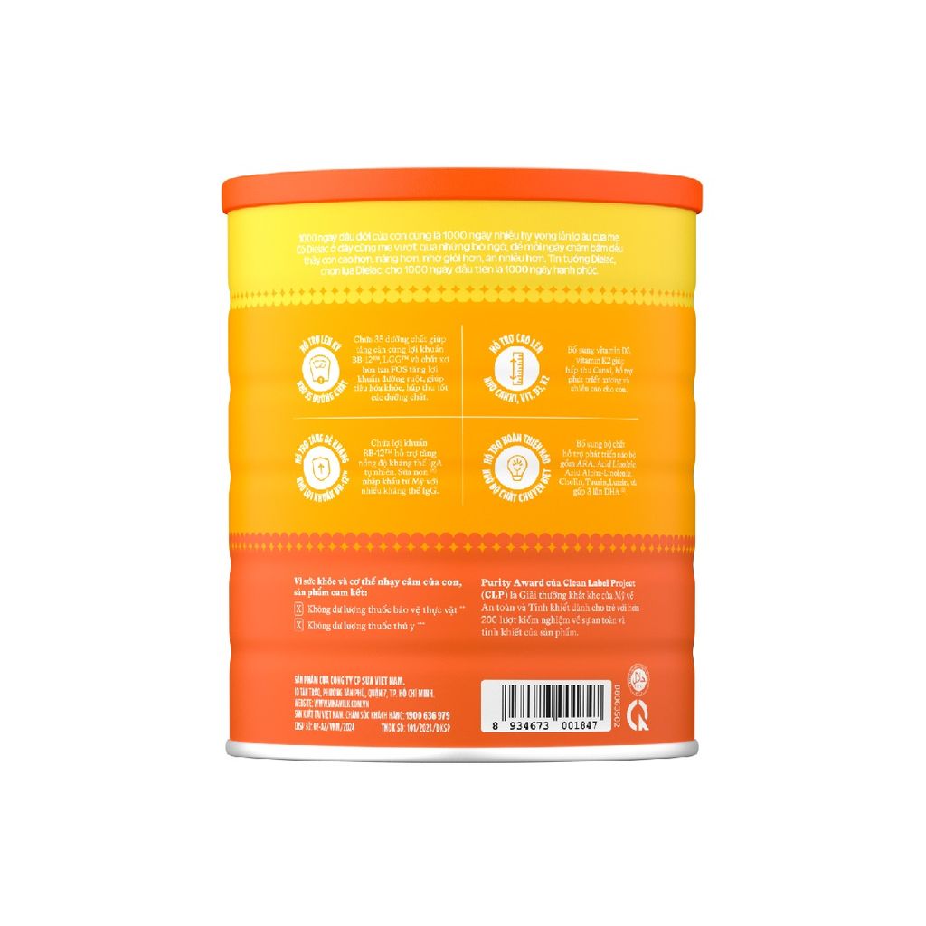 Sữa bột Vinamilk Dielac Alpha Gold 3 - Hộp thiếc 1400g (cho trẻ từ 1 - 2 tuổi) - Sữa công thức hỗ trợ phát triển trí não của trẻ, tăng cân, chiều cao