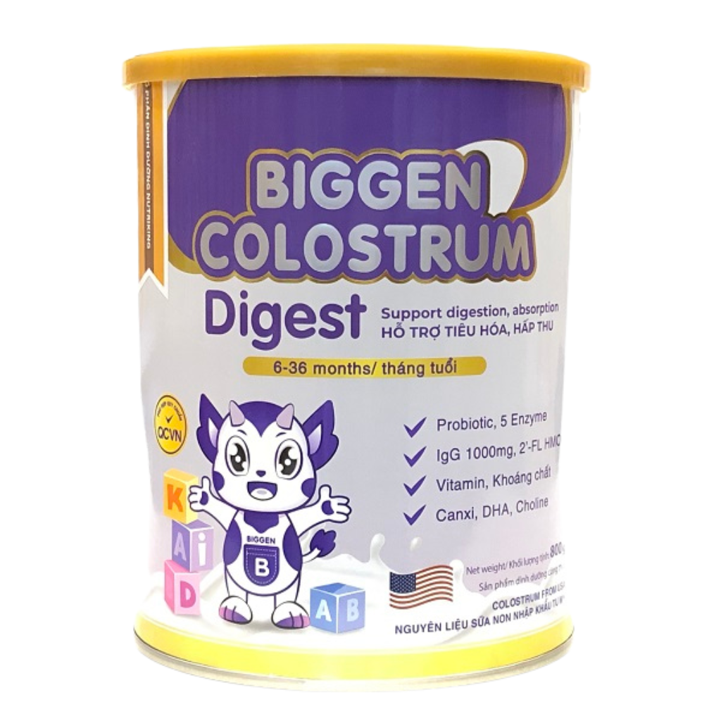 Sữa Bột dinh dưỡng Biggen Colostrum DIGEST cho bé từ 6 - 36 tháng hỗ trợ tiêu hóa, hấp thu và tăng cường miễn dịch.