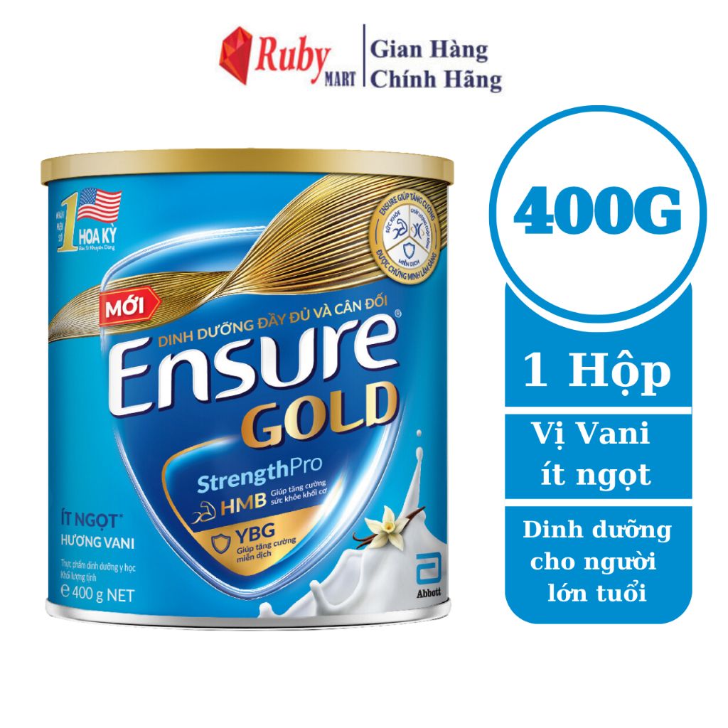 Sữa bột Ensure Gold Abbott ít ngọt (HMB) 400g