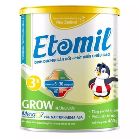 Sữa bột Etomil 3x Grow Hương Vani, Lon 700G. Giúp Bé Tăng Cường Phát Triển Chiều Cao, Cải Thiện Tình Trạng Thấp Còi (Sữa Công Thức)