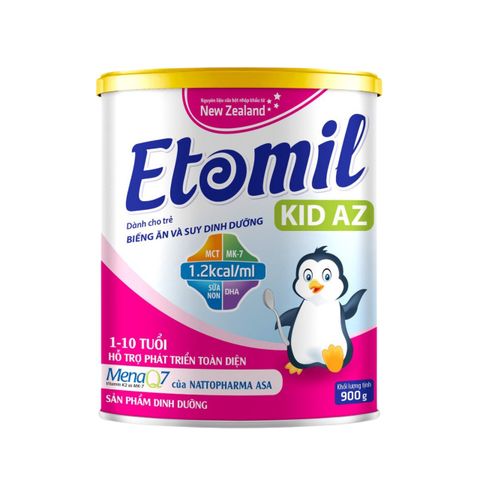 Sữa Etomil Kid AZ Năng Lượng Cao Dành Cho Trẻ Biếng Ăn, Nhẹ Cân Và Suy Dinh Dưỡng Từ 1-10 Tuổi, Lon  900gr