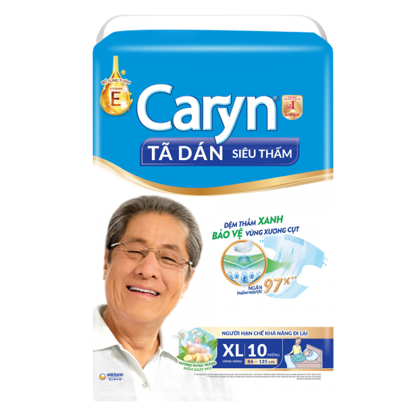 Tã Dán Người Lớn Caryn Siêu Thấm Size XL - 10 Miếng Dành Cho Người Hạn Chế Khả Năng Đi Lại