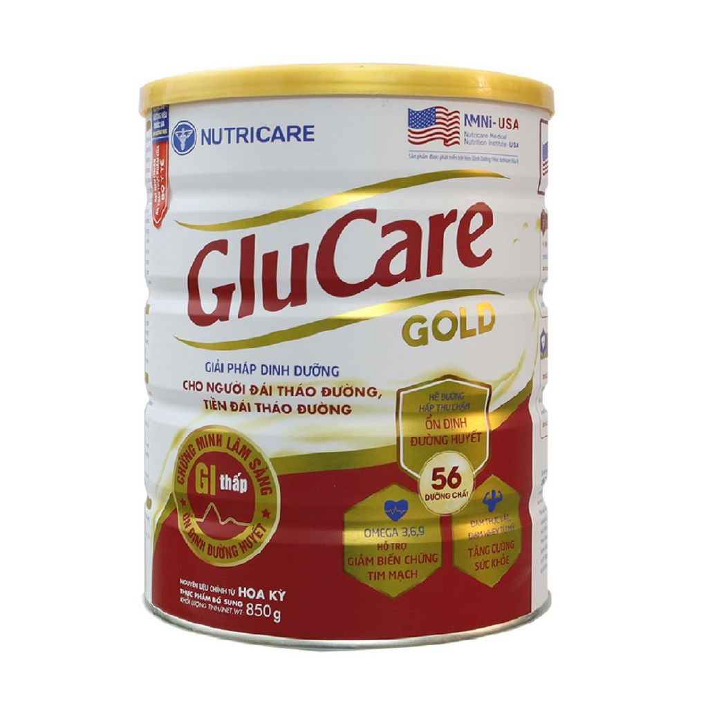 Sữa bột GLUCARE GOLD - 850gr - Nutricare ( giải pháp dinh dưỡng cho người đái tháo đường, tiền đái tháo đường)