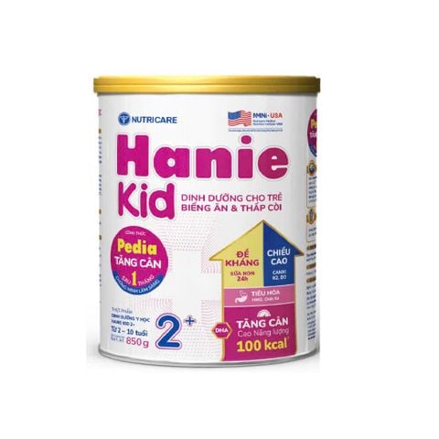 Sữa bột Nutricare Hanie Kid 2+  850g - Cho bé từ 2 đến 10 tuổi.