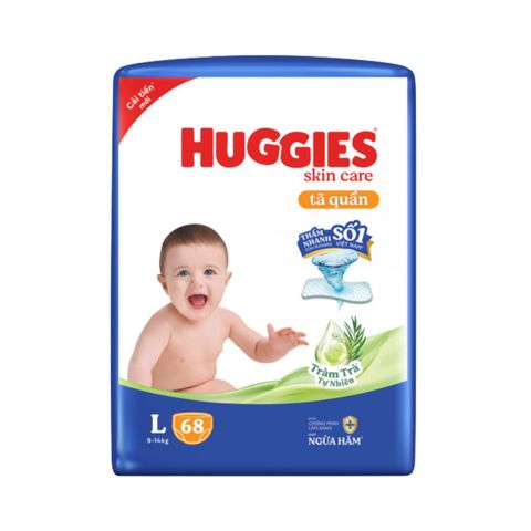 Tã quần Huggies Skincare gói cực đại (L, 9-14kg, 68 miếng)