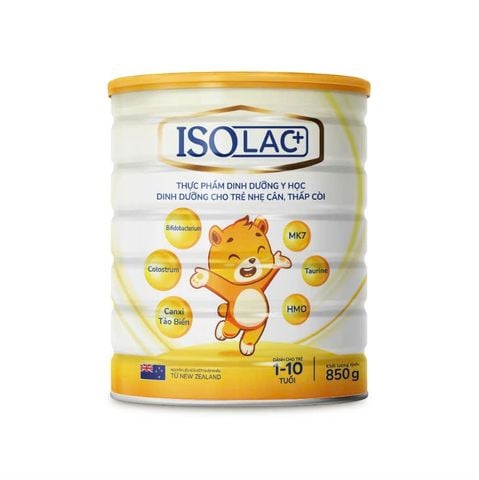 Sữa bột ISOLac+ 850g dinh dưỡng cho trẻ 1 - 10 tuổi nhẹ cân thấp còi