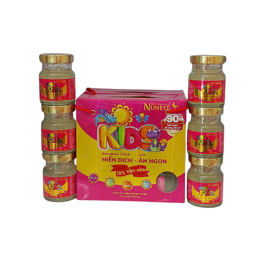 Nước Yến NuNest Kids vị Tự Nhiên- Hộp (6 lọ 75ml)