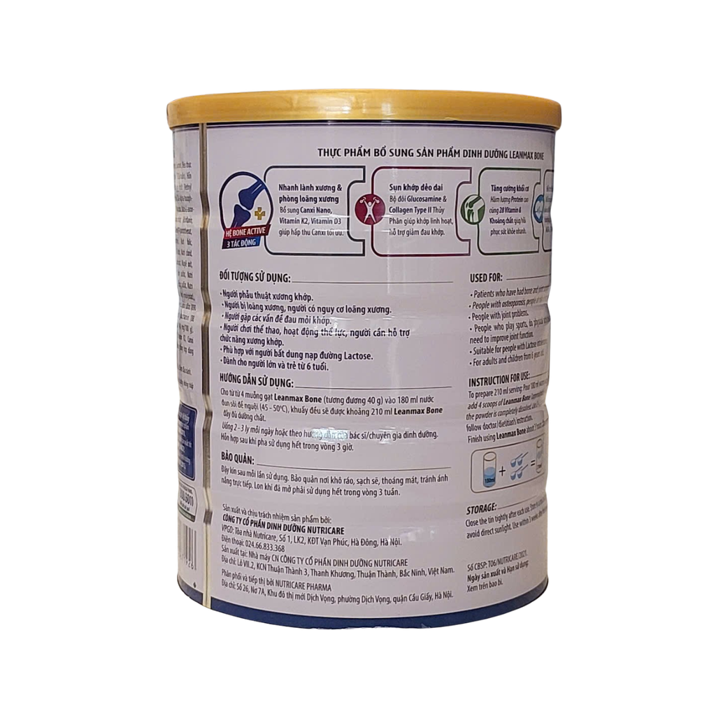 Sữa bột Lean Max Bone - 850gr ( dinh dưỡng phòng chống loãng xương)