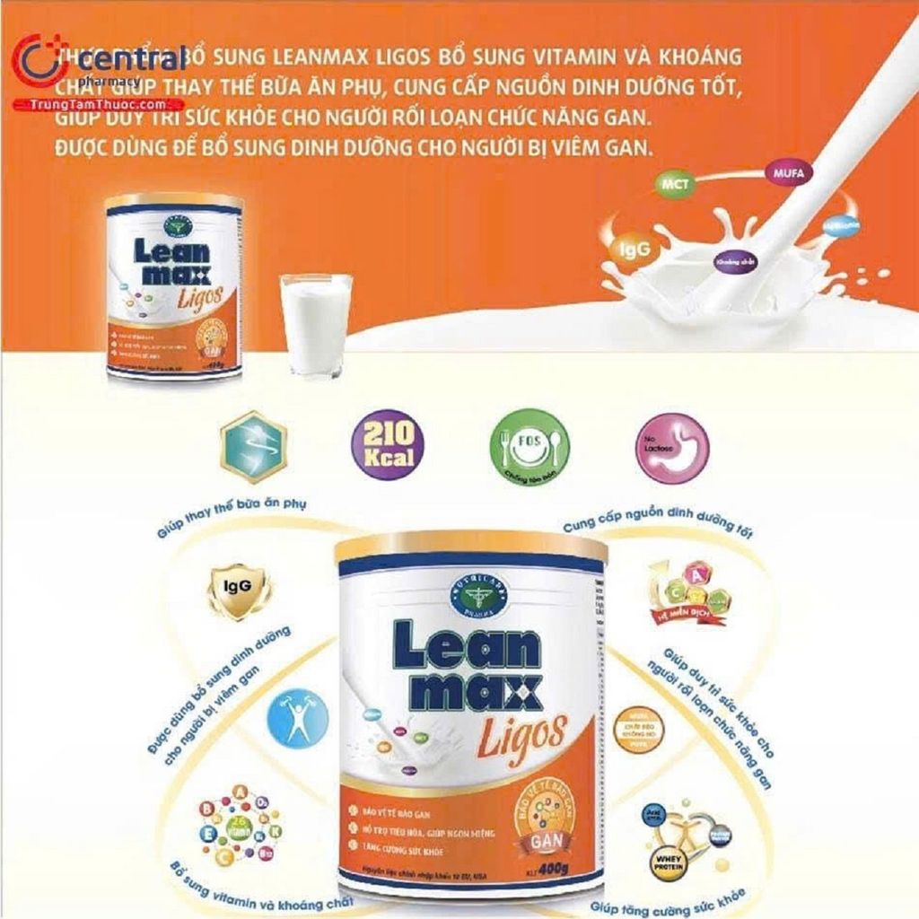 Sữa bột Lean Max Ligos - 900gr ( dinh dưỡng hiệu quả cho người bệnh gan)