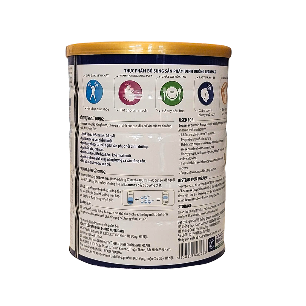 Sữa bột Lean Max Adult 900gr ( dinh dưỡng cho người bệnh)