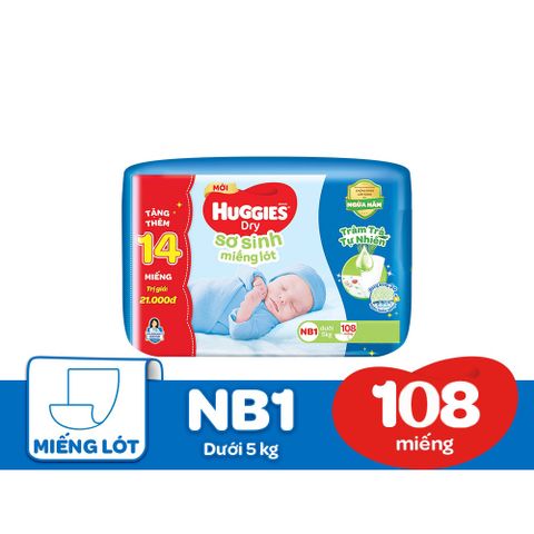  Miếng lót sơ sinh NB108 Huggies Dry Tràm Trà Tự Nhiên 