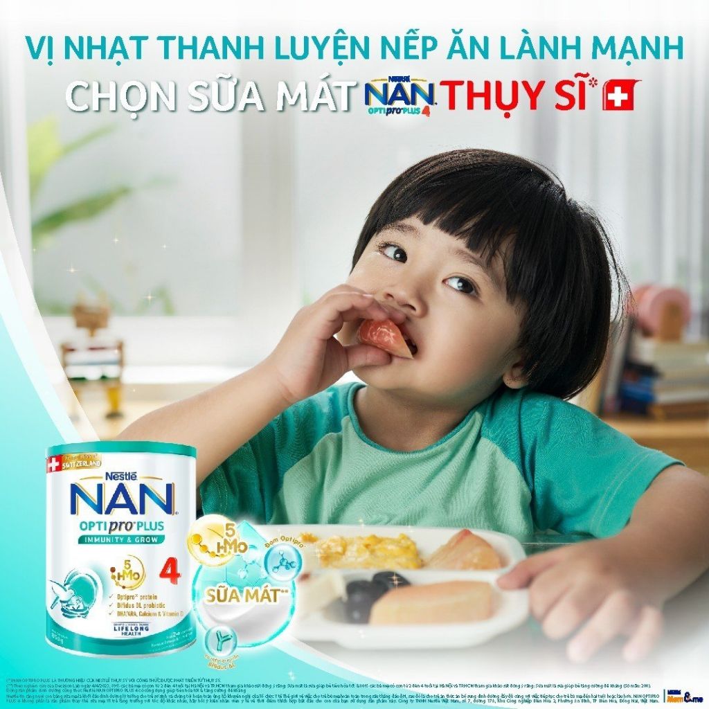 Sữa Bột Nestlé NAN OPTIPRO PLUS 4 800g/lon với 5HMO Hỗ trợ Đề Kháng - Tiêu Hóa - Trí Não & Chiều Cao