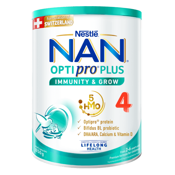 Sữa Bột Nestlé NAN OPTIPRO PLUS 4 850g/lon với 5HMO Hỗ trợ Đề Kháng - Tiêu Hóa - Trí Não & Chiều Cao