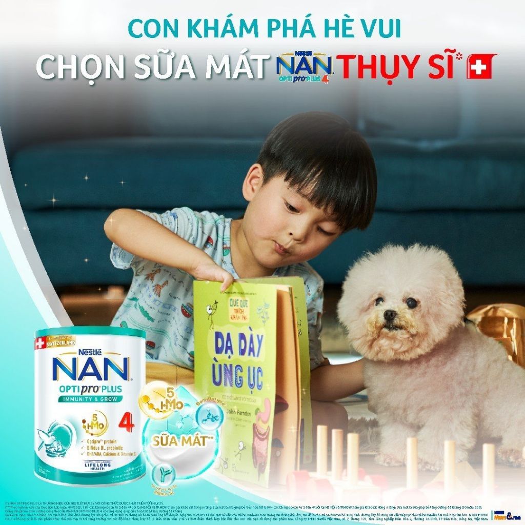 Sữa Bột Nestlé NAN OPTIPRO PLUS 4 800g/lon với 5HMO Hỗ trợ Đề Kháng - Tiêu Hóa - Trí Não & Chiều Cao