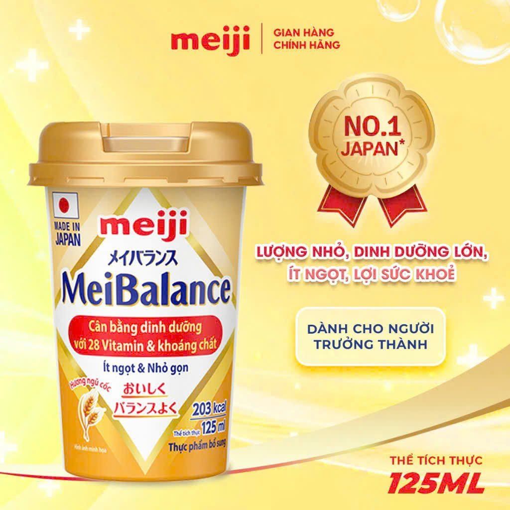 Lốc 6 hộp thực phẩm bổ sung Meiji MeiBalance 125ml hương ngũ cốc dành cho người lón.