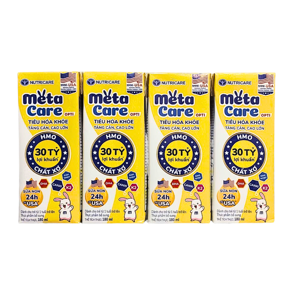 Lốc 4 hộp sữa pha sẵn 180ml MetaCare Opti - Cho bé từ 1 tuổi trở lên