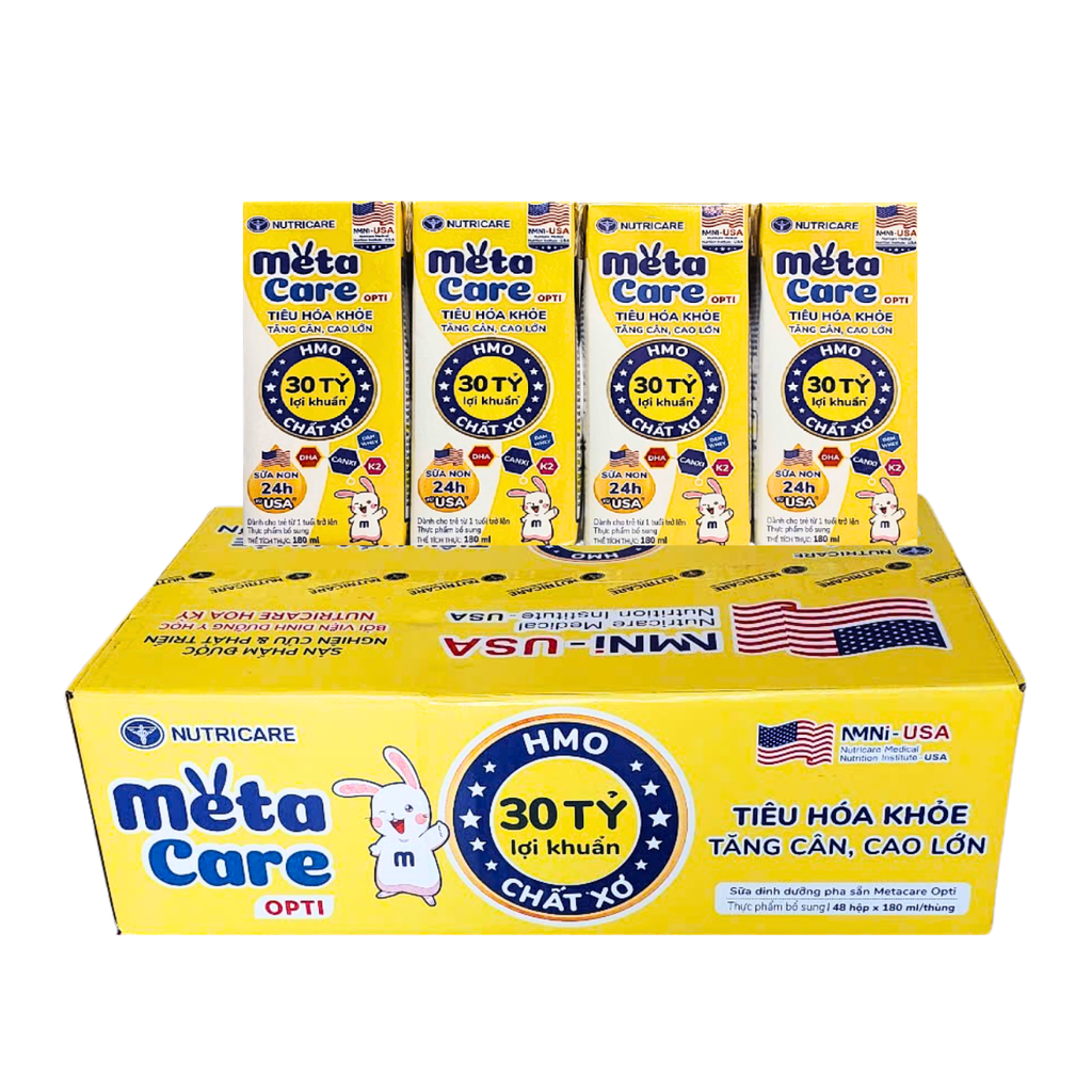 Lốc 4 hộp sữa pha sẵn 180ml MetaCare Opti - Cho bé từ 1 tuổi trở lên