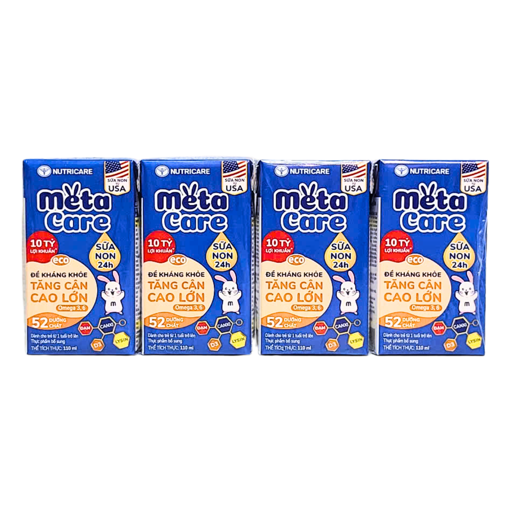 Lốc 4 hộp sữa pha sẵn 110ml MetaCare eco - Cho bé từ 1 tuổi trở lên.