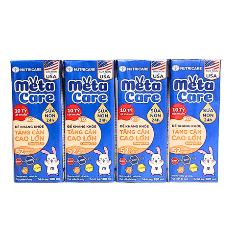 Lốc 4 hộp sữa pha sẵn 180ml MetaCare Eco - Cho bé từ 1 tuổi trở lên (Meta Care Xanh)